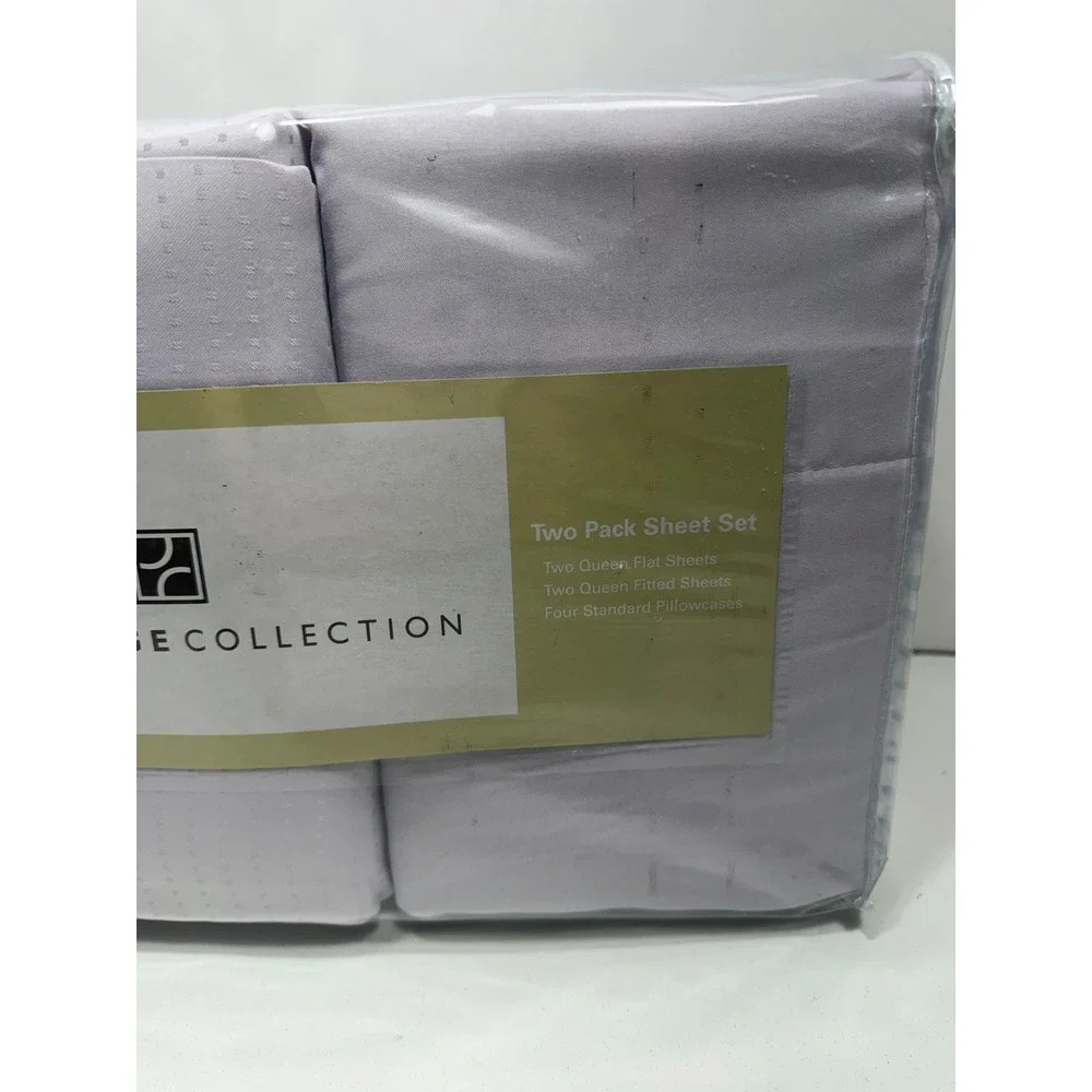 Concierge Collection‎ Queen Sheet Set 2 Pk Lilac Purple Microfiber Dobby Dot 8pc